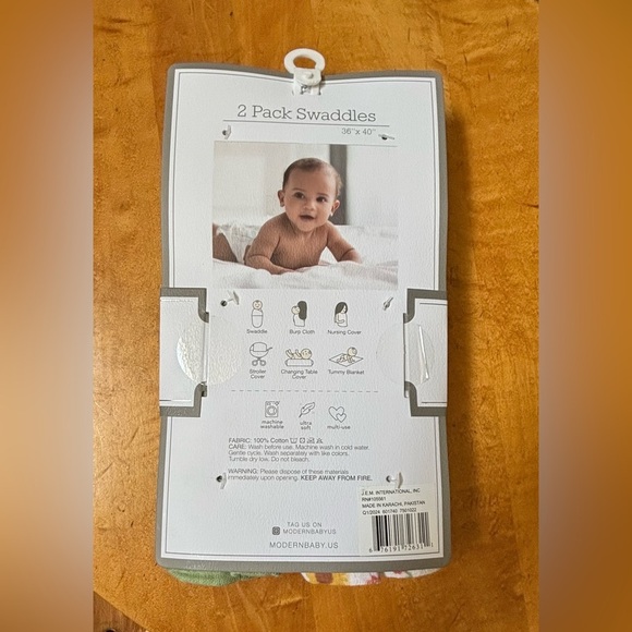 Modern Baby Soft & Breathable 2 Pack Swaddles Multi Use NEW Shower Gift Infant - Picture 3 of 3
